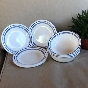 Pyrex Blue Cafe Pattern 10 piece set